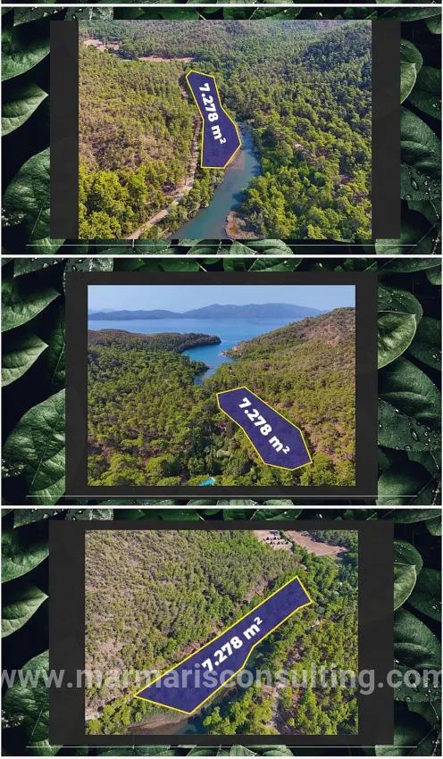 Marmaris Bördübet bay In 7200 m² canal front for sale land