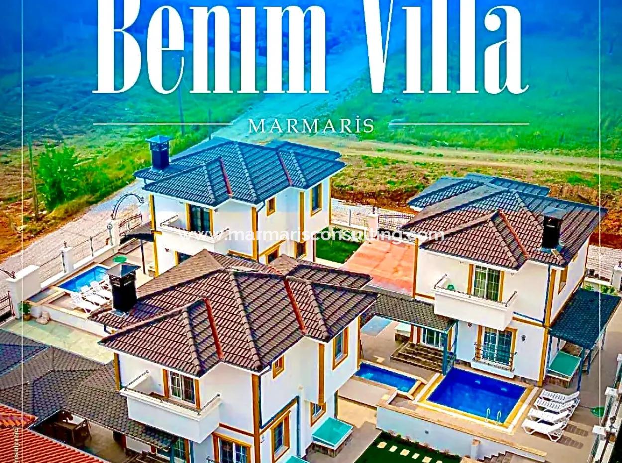 3 Rooms, 1 Living Room, 3 Bathrooms, Ultra-Luxury Daily Rental Villa With Fully Detached Swimming Pool In Marmaris Cetibeli Neighborhood