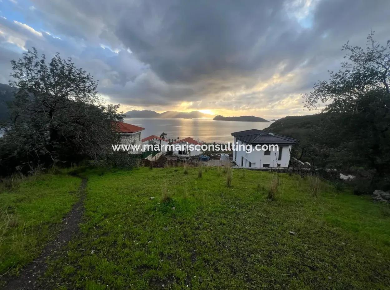 800M2 Land For Sale In Marmaris Söğüt Village With Sea View 2 Villas Zoned Or Suitable For Hotel Construction