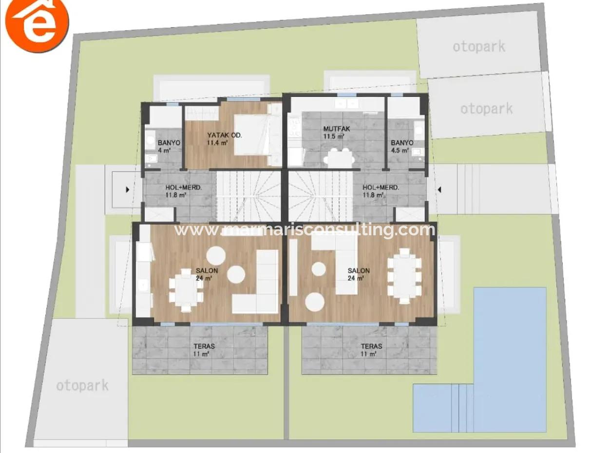 Brand New Semi-Detached Villa For Sale In The Center Of Marmaris From A Real Estate Agent