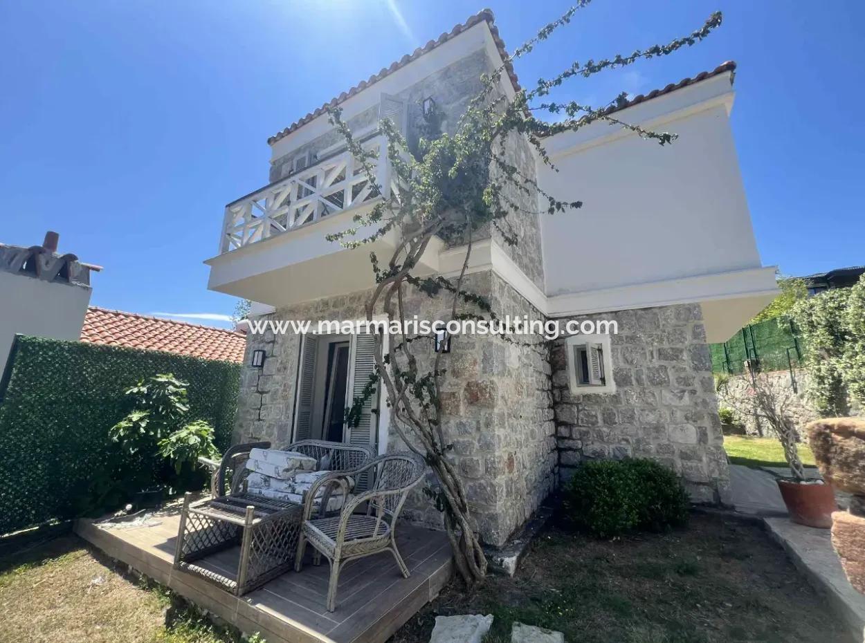 3 Rooms 1 Living Room 140M2 2 Villas For Sale With Swimming Pool With Magnificent Sea View In Selimiye Neighborhood Of Marmaris District