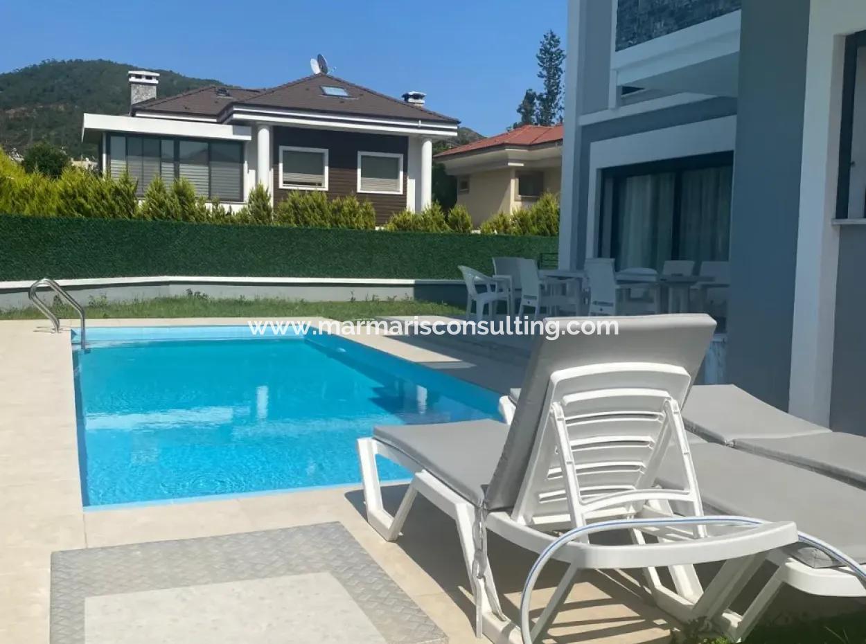 Marmaris Çamdibi 5 1 Fully Detached Pool Furnished Triplex Villa For Rent