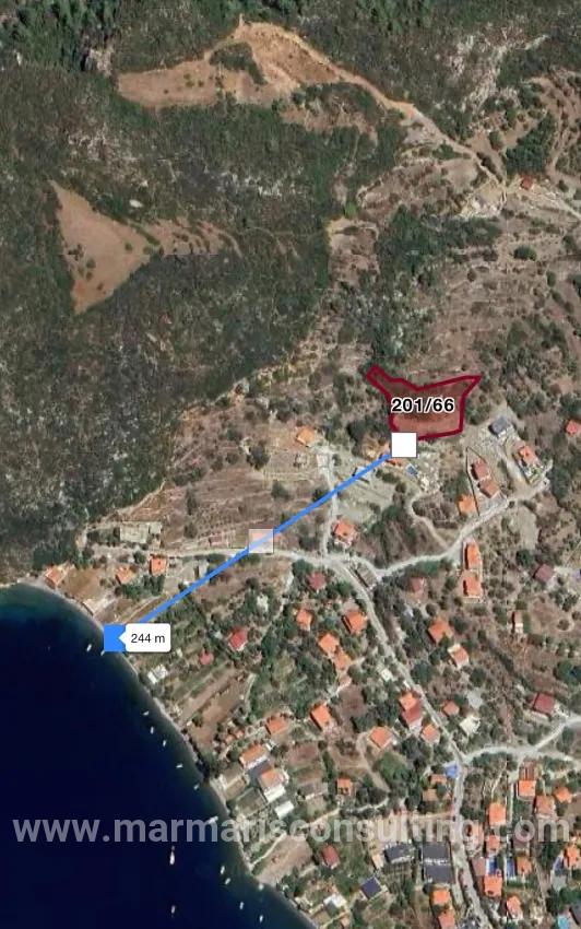 Söğüt köyünde Simi adası ve deniz manzaralı ekolojik turizm İmarlı 2100 m2 tarla